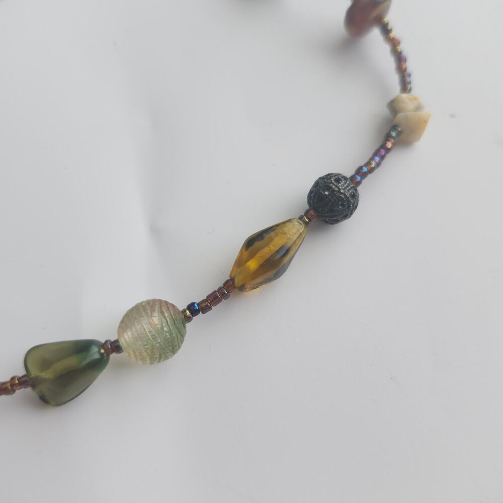 Lia Sophia Garnet Quartz Seed Bead Necklace 19in Artisan Boho Lobster Clasp - Picture 7 of 9